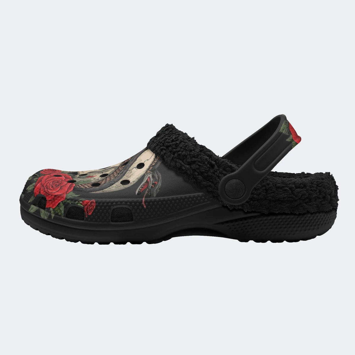 Bloody Rose Skull - Fur Lined Slippers/Sandals