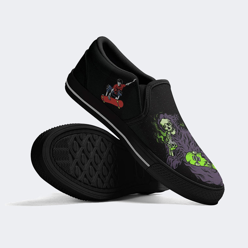 Skull Skateboard - Slip On Shoes