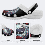 Vintage Crow Print - Fur Lined Slippers/Sandals