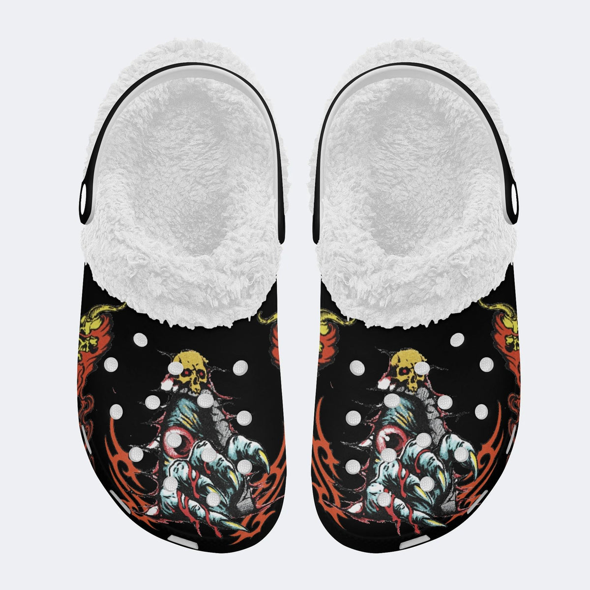 Horror Devil's Palm Print - Fur Lined Slippers/Sandals