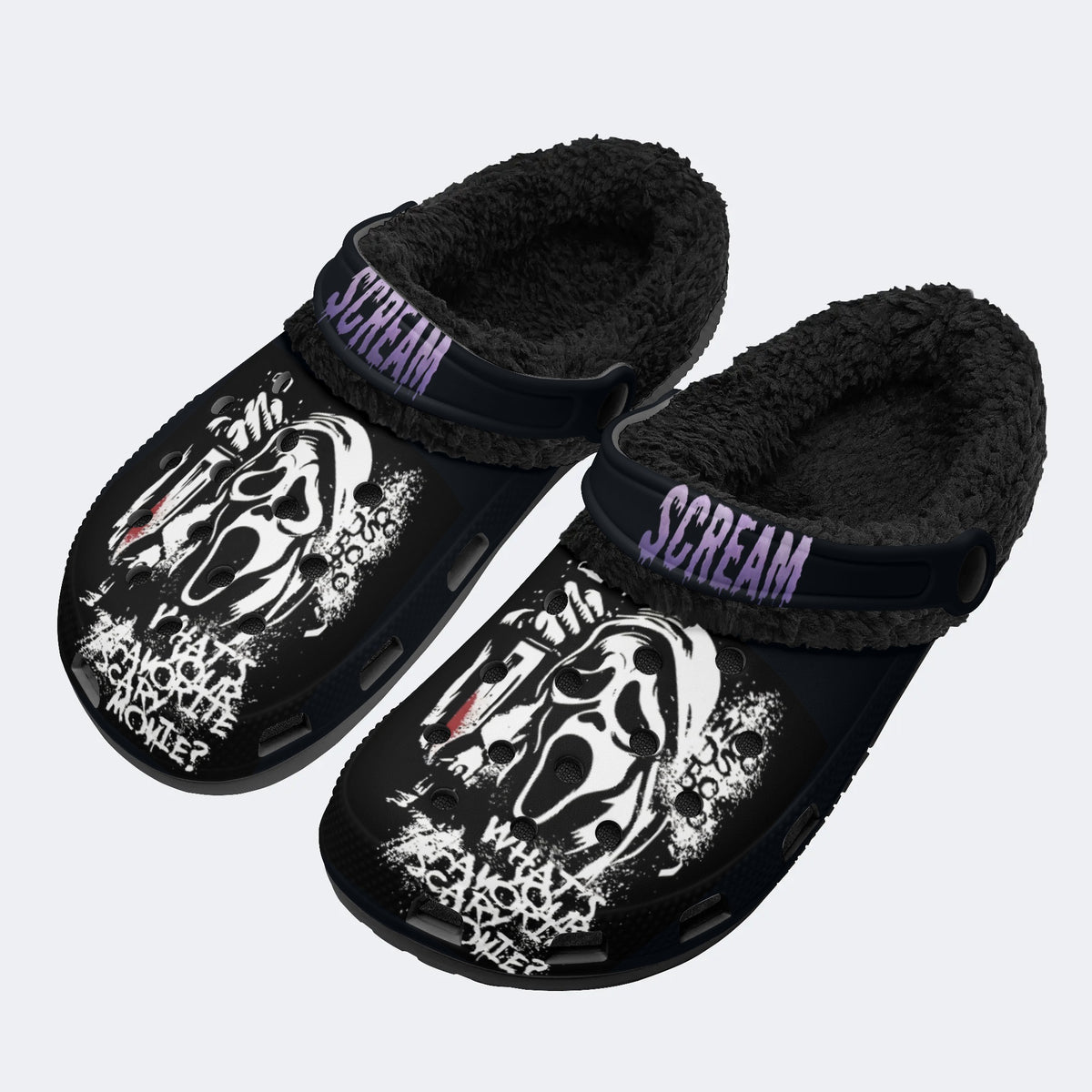 Horror Movie Graphic - Fur Lined Slippers