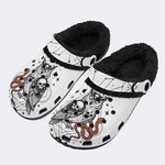 Gothic Owl Snake Skull Occult - Fur Lined Slippers/Sandals