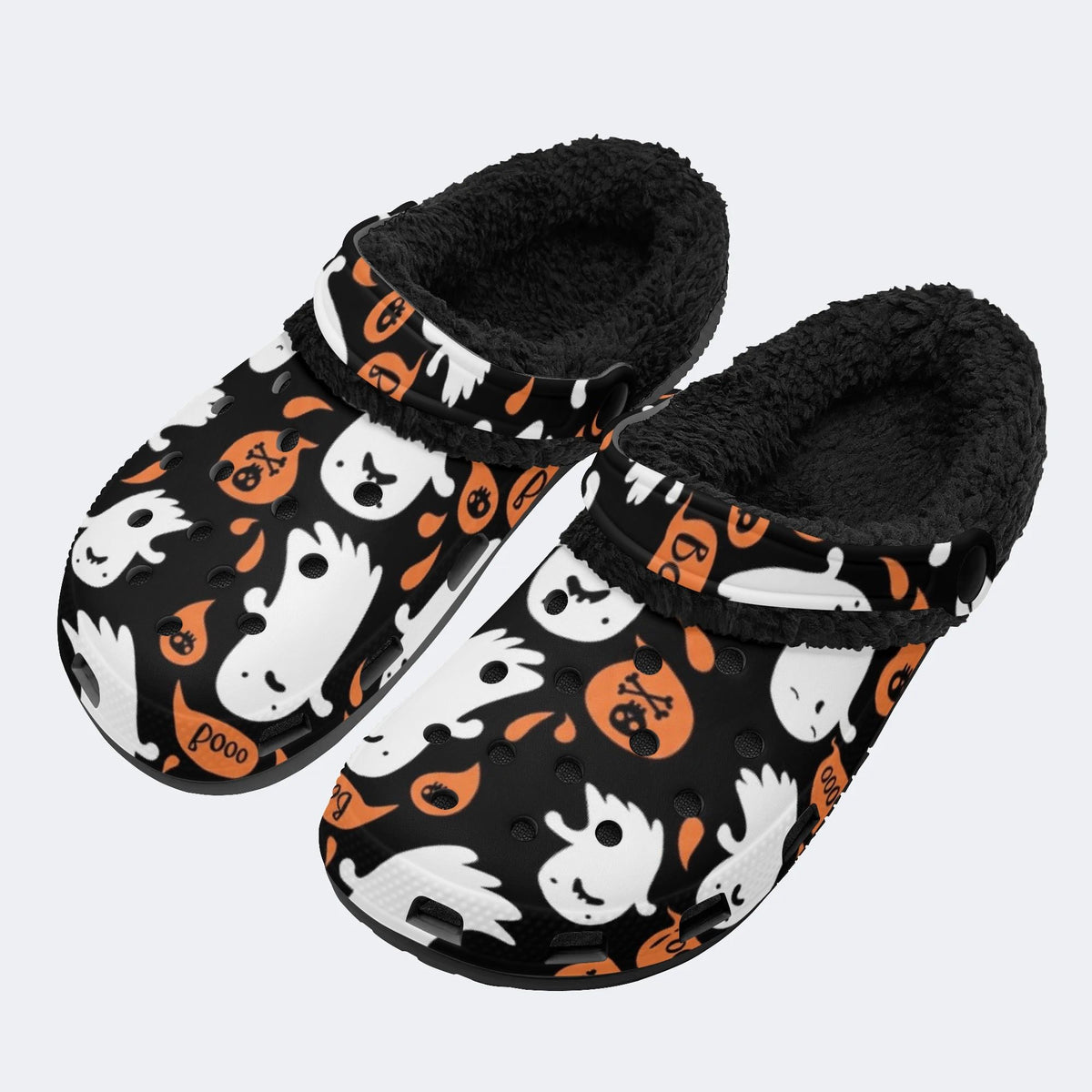 Halloween Boo Ghost - Fur Lined Slippers/Sandals