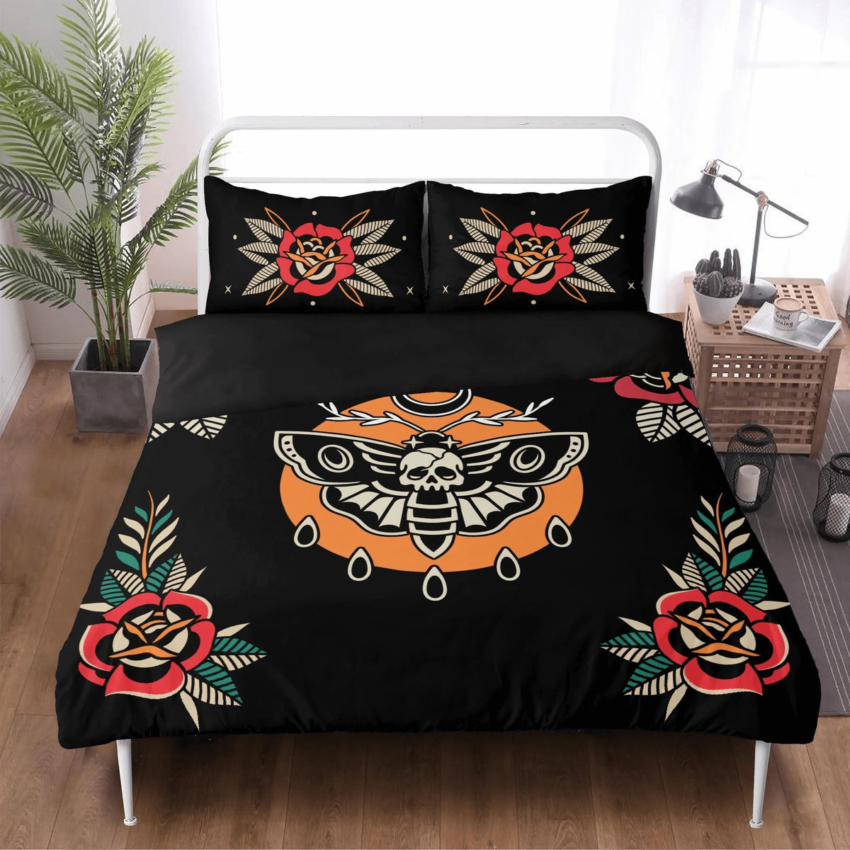 Death Moth Vintage Print - Three Piece Bedding Set
