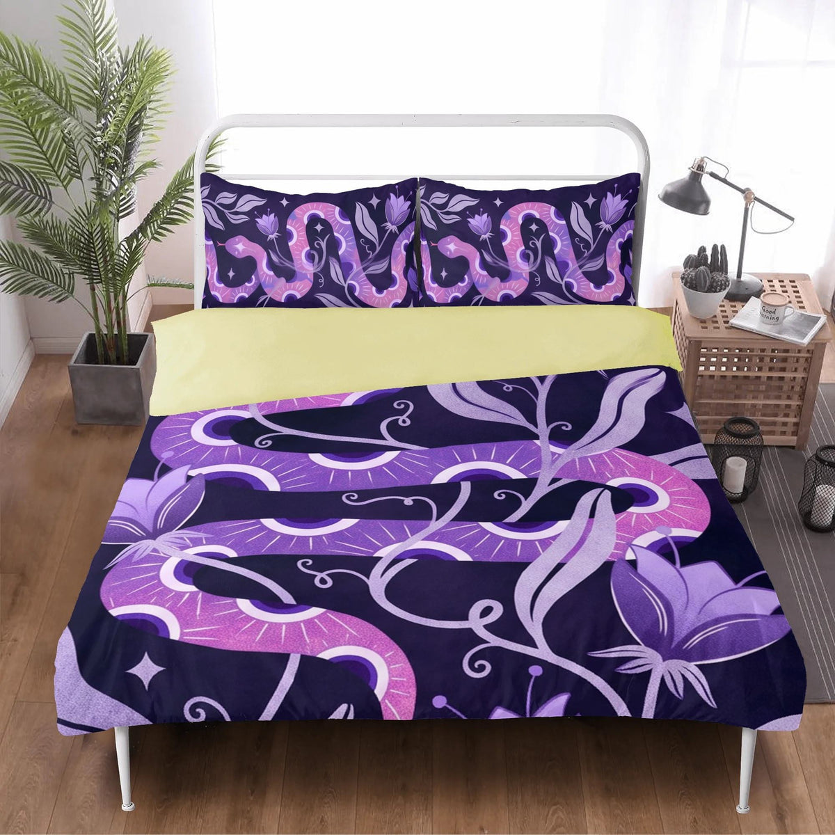Gothic Floral Serpent Art - Three Piece Bedding Set
