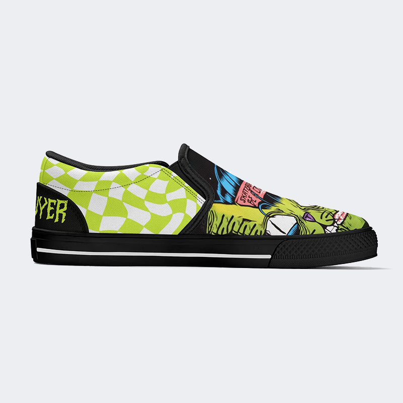 Unisex Skateboarding Cat Print - Slip On Shoes