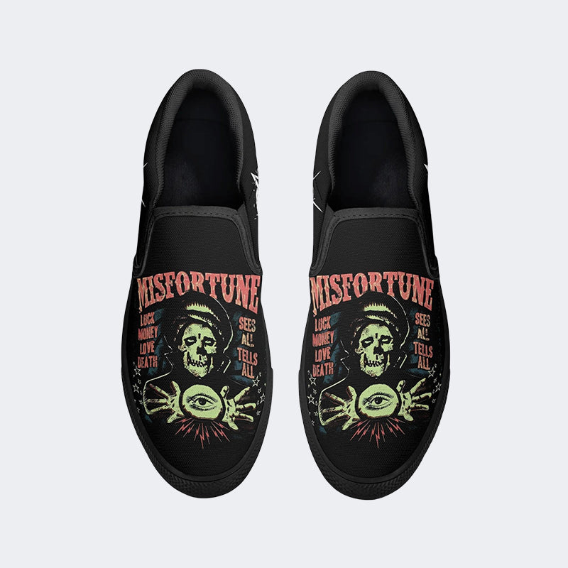 Unisex Horror Skull Print - Slip On Shoes