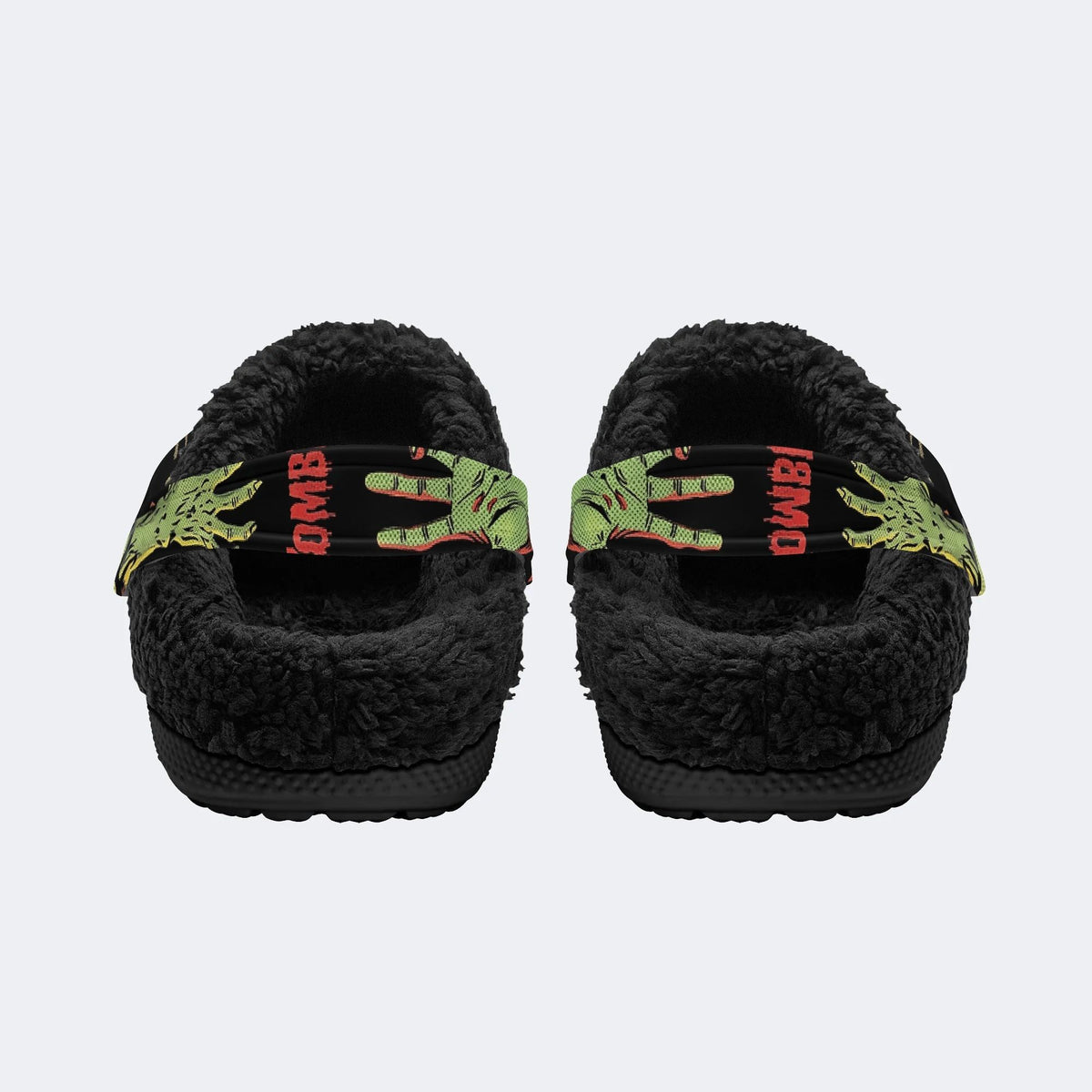 Gothic Dark Zombie Skull Toxic Slime - Fur Lined Slippers/Sandals
