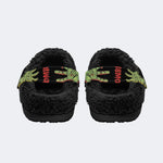 Gothic Dark Zombie Skull Toxic Slime - Fur Lined Slippers/Sandals