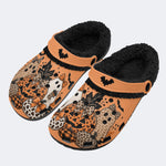 Leopard Pumpkin Ghost - Fur Lined Slippers/Sandals