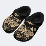 Vintage Eclipse Moth Print - Fur Lined Slippers/Sandals