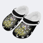 Christmas Octopus Print - Fur Lined Slippers