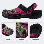 Neon Frog Print - Fur Lined Slippers/Sandals