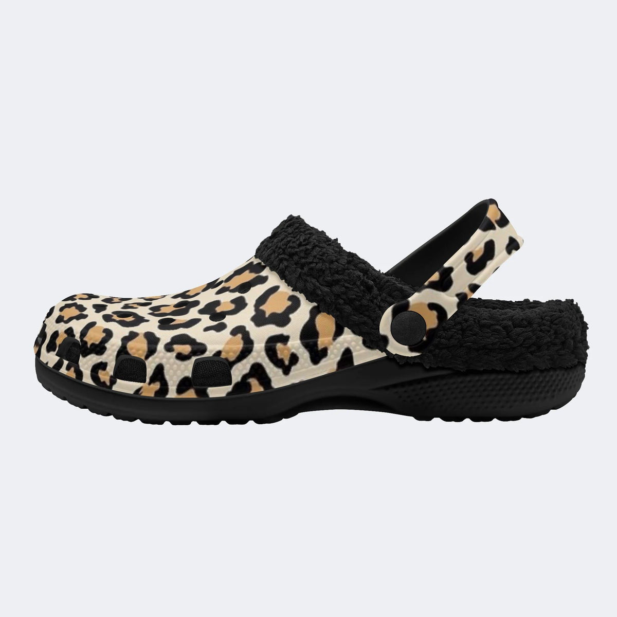 Leopard Print Pattern - Fur Lined Slippers/Sandals