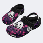 Dark Magenta Skull - Fur Lined Slippers/Sandals