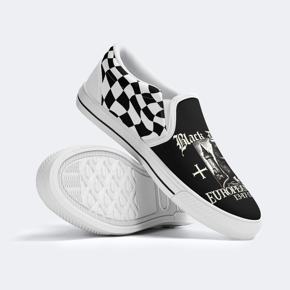 Black Death Print - Slip On Shoes