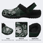 Dark Rose Skull Cross - Fur Lined Slippers/Sandals