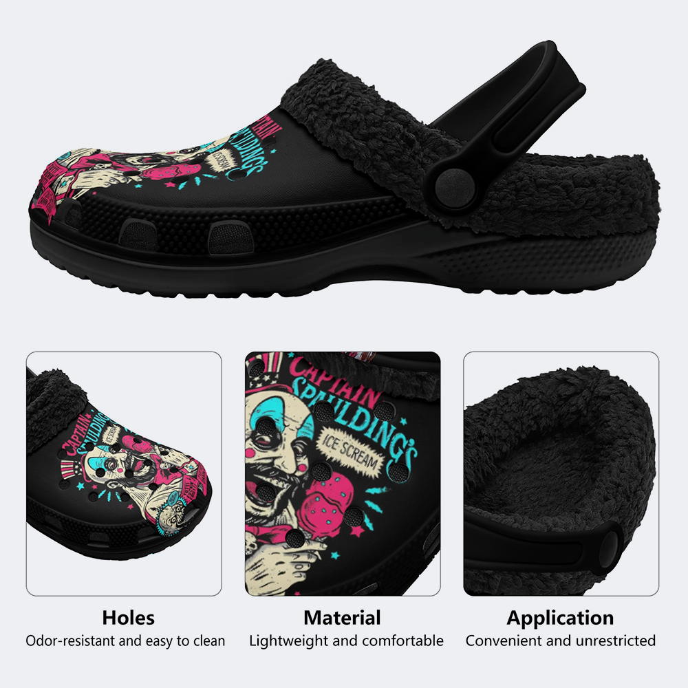 Horror Print - Fur Lined Slippers/Sandals