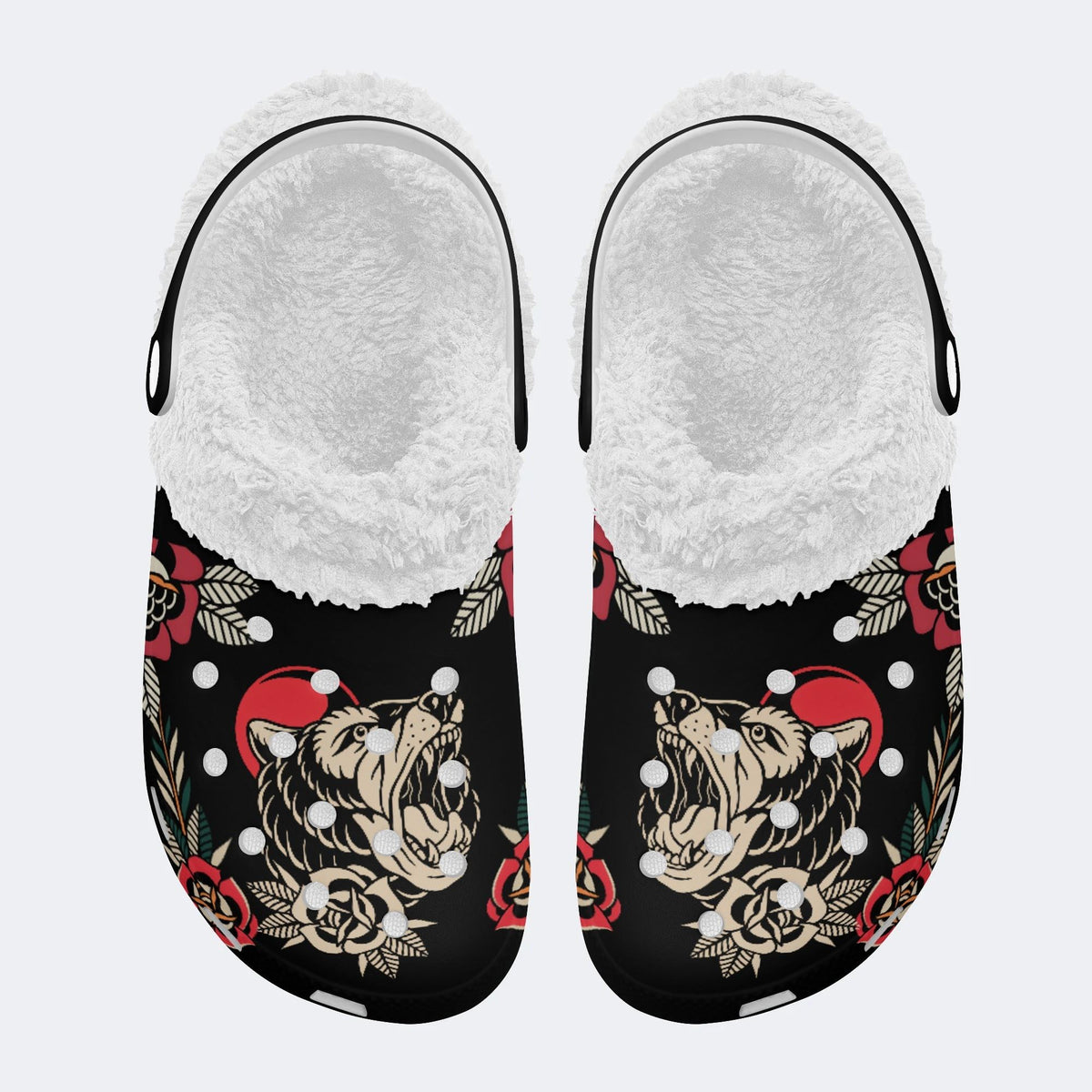 Howling Bear Art Print - Fur Lined Slippers/Sandals