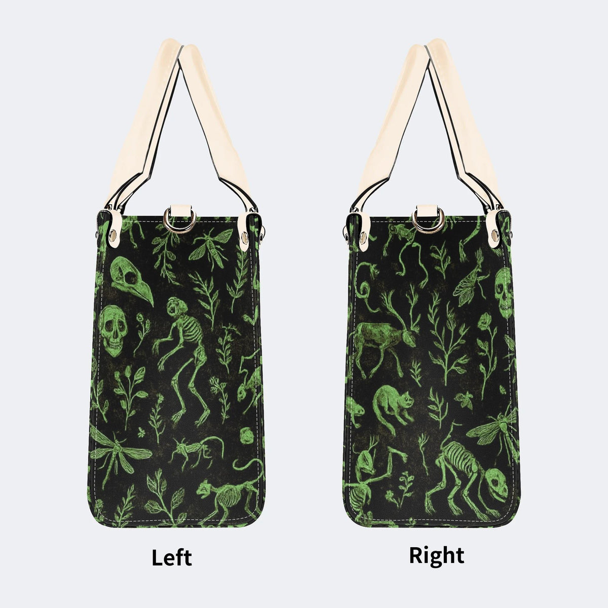 Death Moth And Animal Skeleton - Leather Handbag