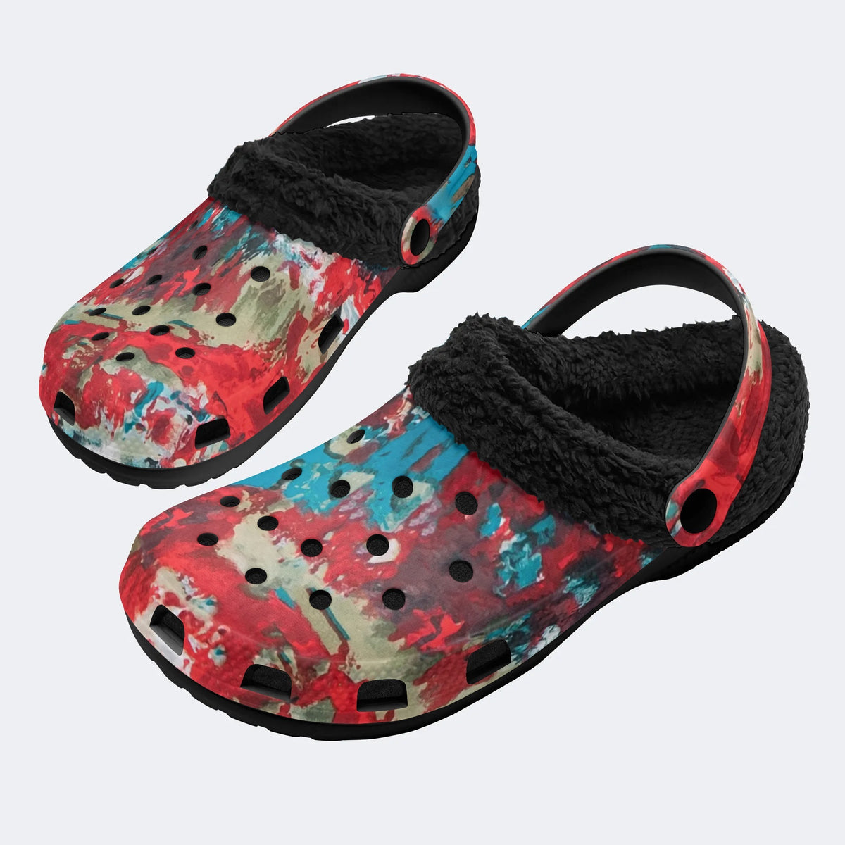 Unisex Ink Print - Fur Lined Slippers/Sandals