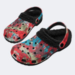 Unisex Ink Print - Fur Lined Slippers/Sandals