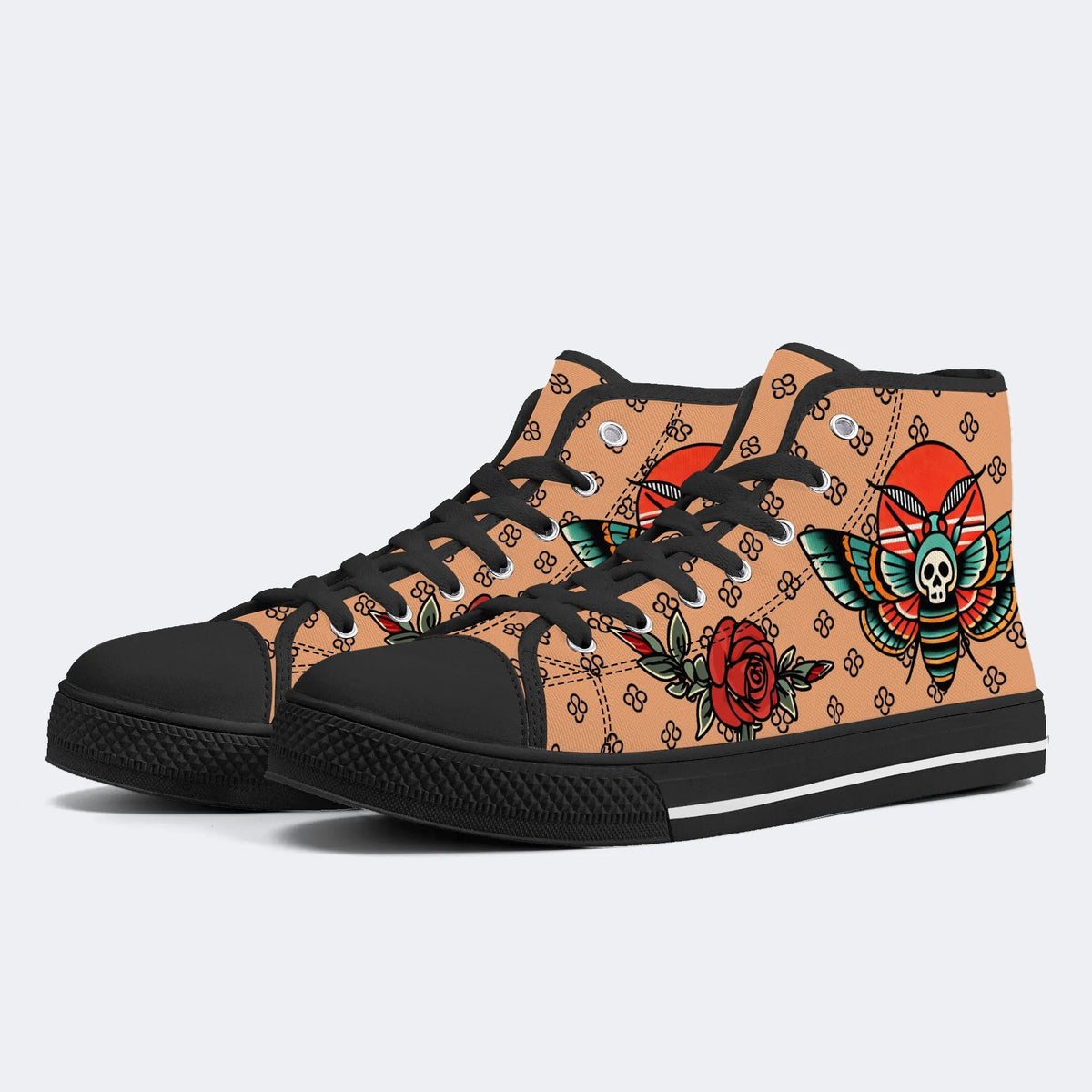 Vintage Rose Death Moth - High Top Canvas