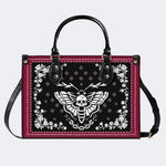 White Death Moth Print - Leather Handbag