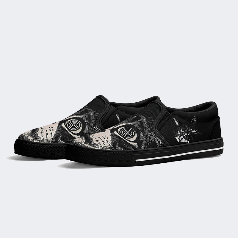 Psychedelic Cat Graphic Print - Slip On Shoes