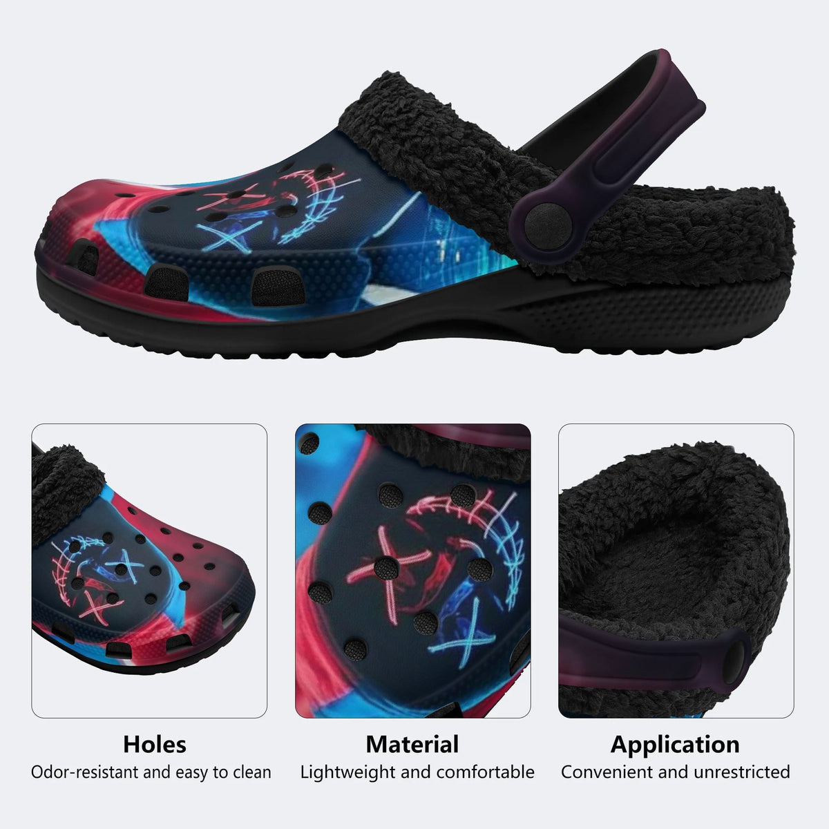 Neon Stitch Mask - Fur Lined Slippers/Sandals