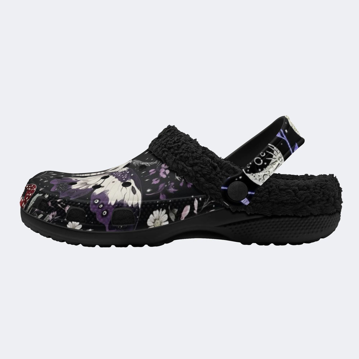 Gothic Witchy Death Moth - Fur Lined Slippers/Sandals