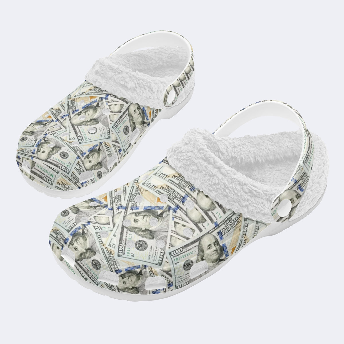 Unisex Papers Print - Fur Lined Slippers/Sandals