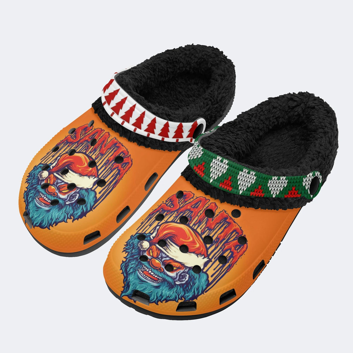 Christmas Ghostface Clown Print -Fur Lined Slippers/Sandals