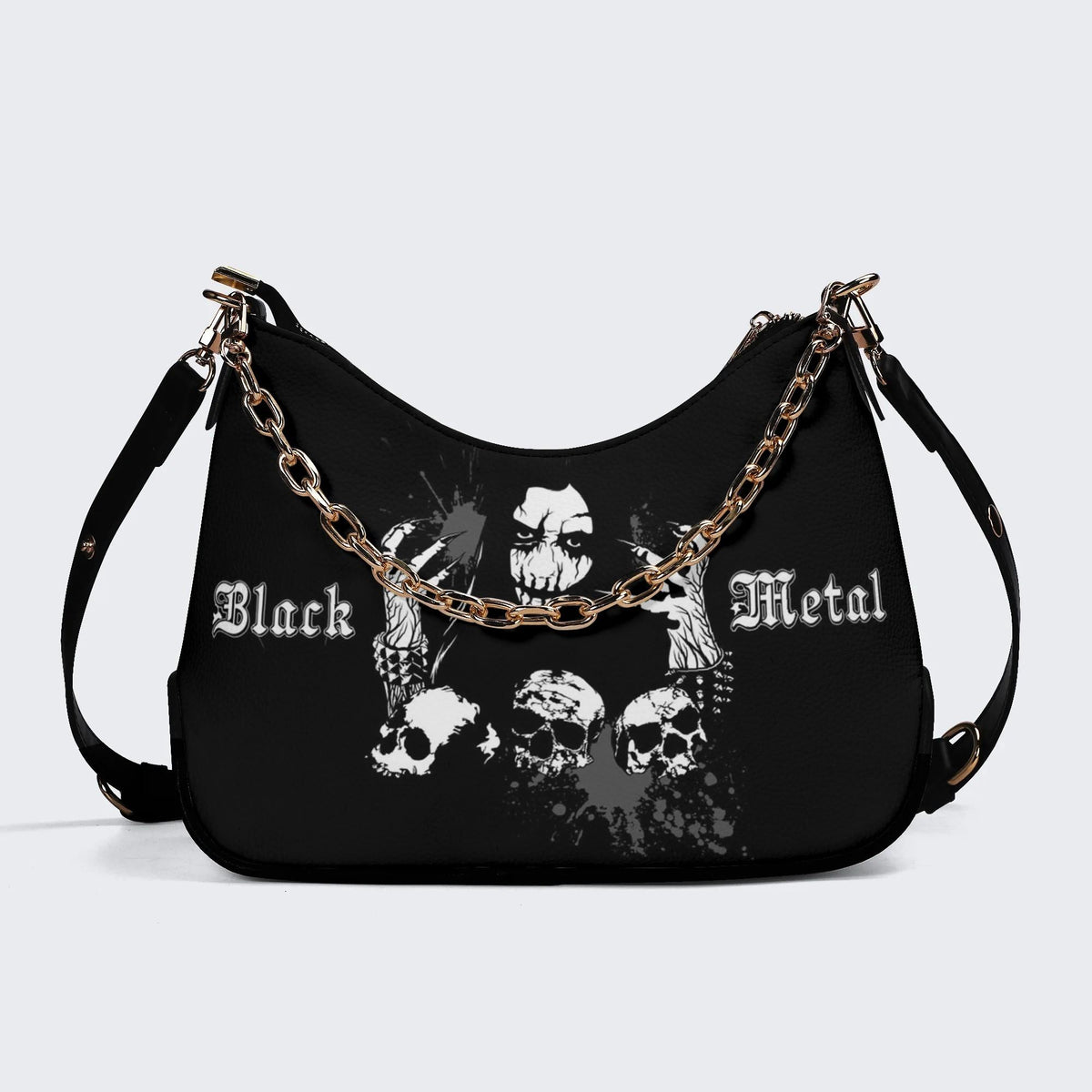 Black Metal - Leather Crossbody Bag