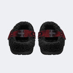 Gothic Red Spider Pentagram Spider Web - Fur Lined Slippers/Sandals
