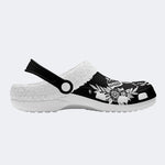 Death Moth Vintage Print- Fur Lined Slippers/Sandals