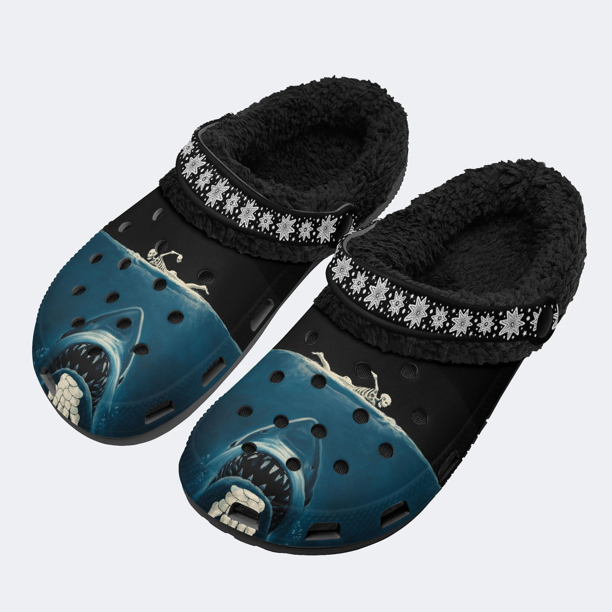 Shark And Skull - Fur Lined Slippers/Sandals
