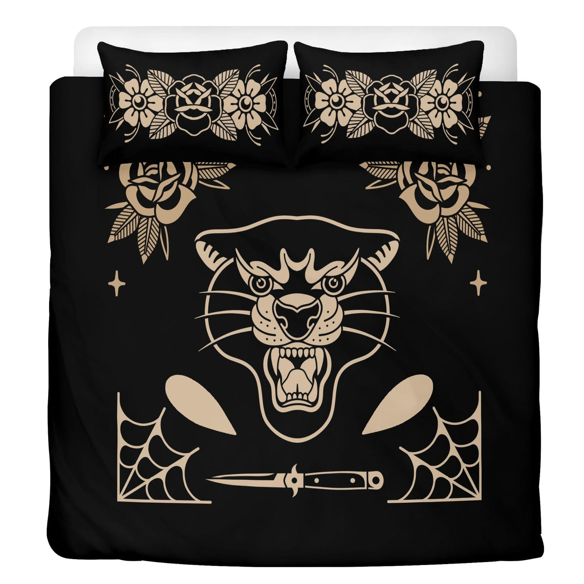 Black Panther Print - Three Piece Bedding Set