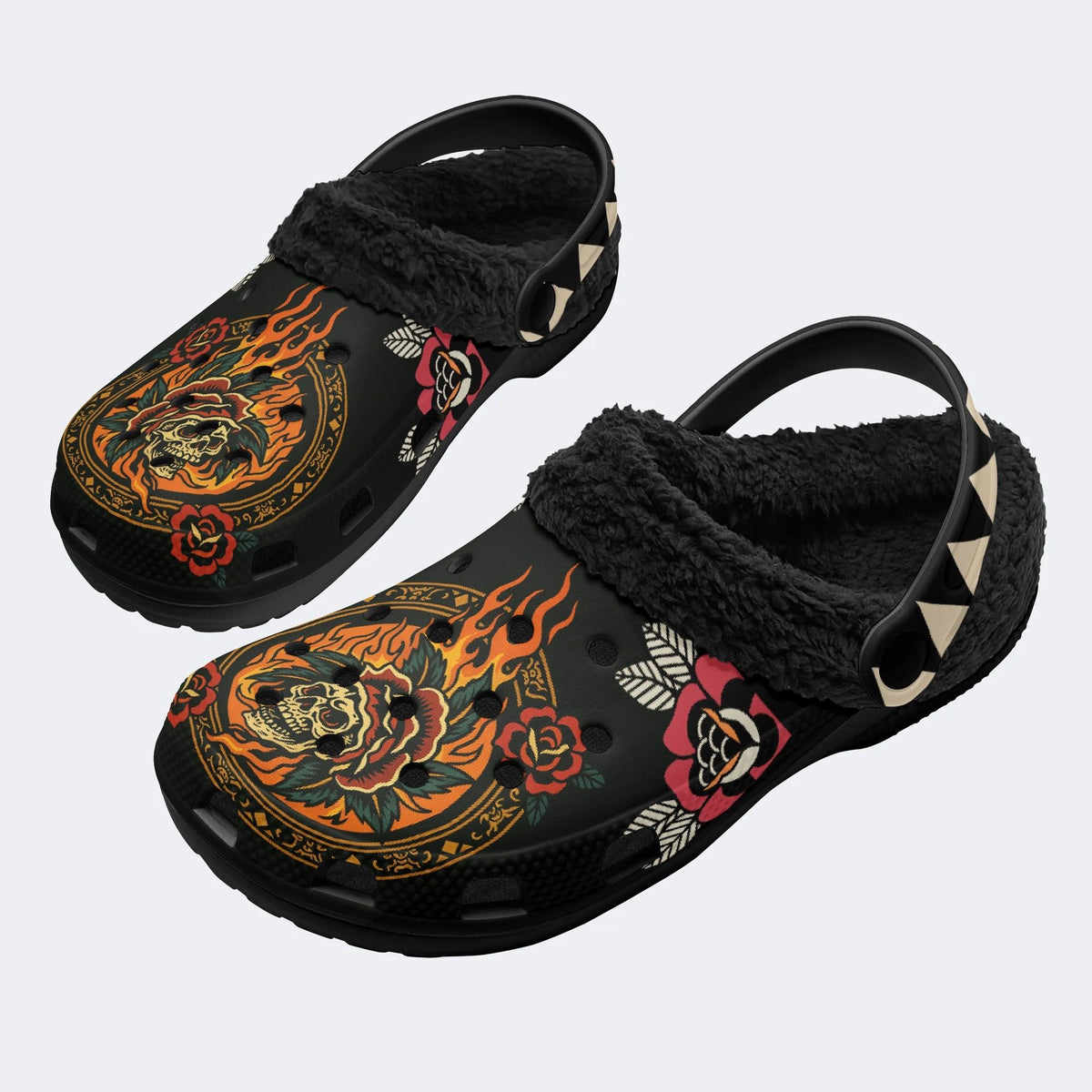 Head Swallowed By Flowers - Fur Lined Slippers/Sandals