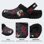 Spooky Rose Skull Vines - Fur Lined Slippers/Sandals