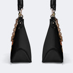 Grim Reaper Flowers Print - Leather Crossbody Bag