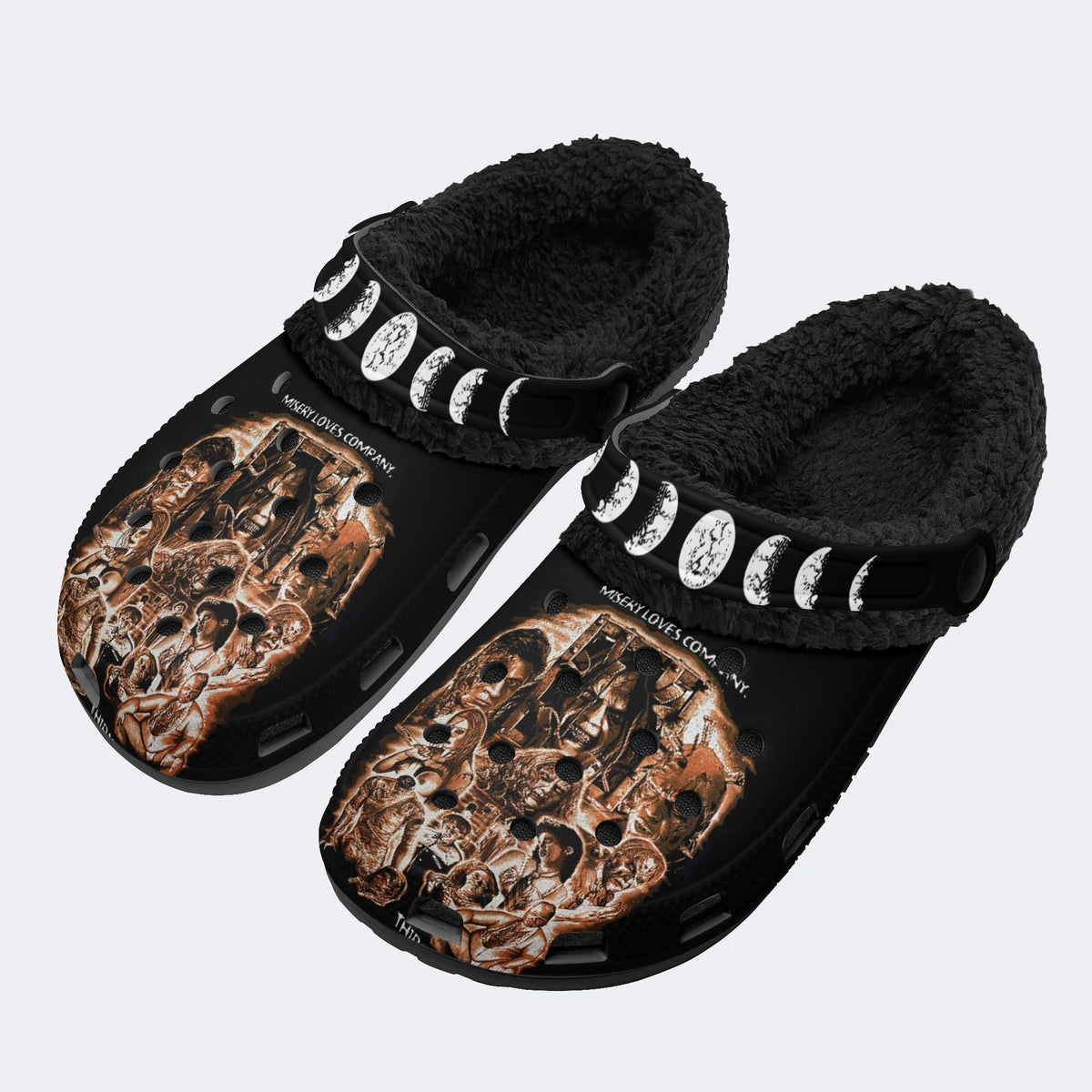 Thirteen Ghosts Print - Fur Lined Slippers/Sandals