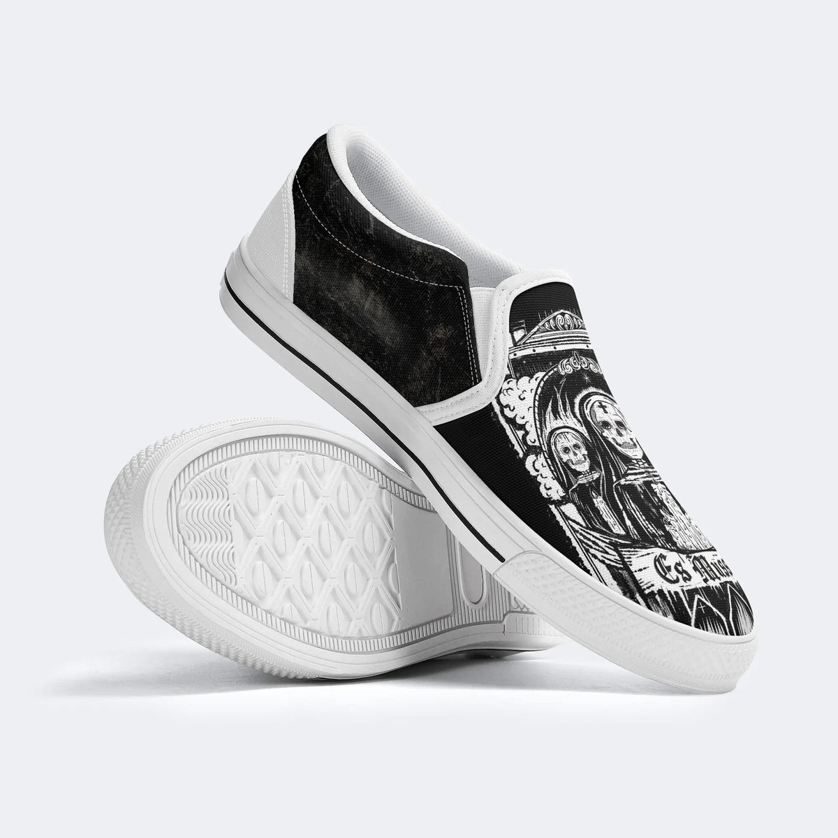 Unisex Skull Es Muss Sein Print - Slip On Shoes