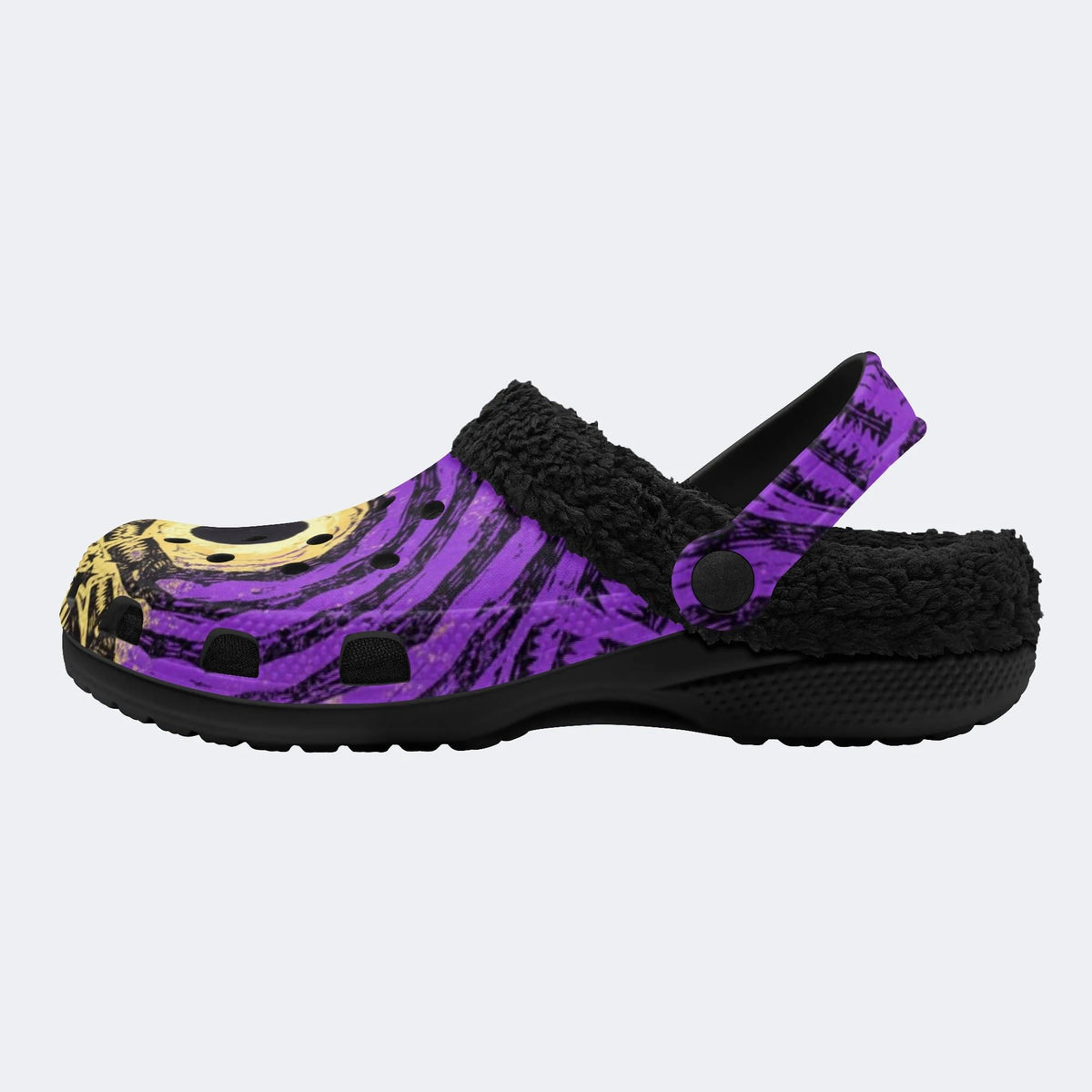 Violet Peacock Print - Fur Lined Slippers/Sandals