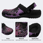Gothic Dagger Winged Heart Rose Flame - Fur Lined Slippers/Sandals