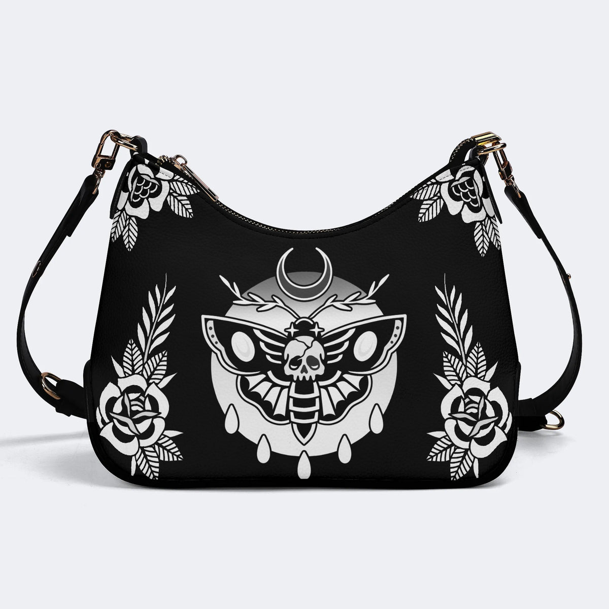 Death Moth Vintage Print - Leather Crossbody Bag