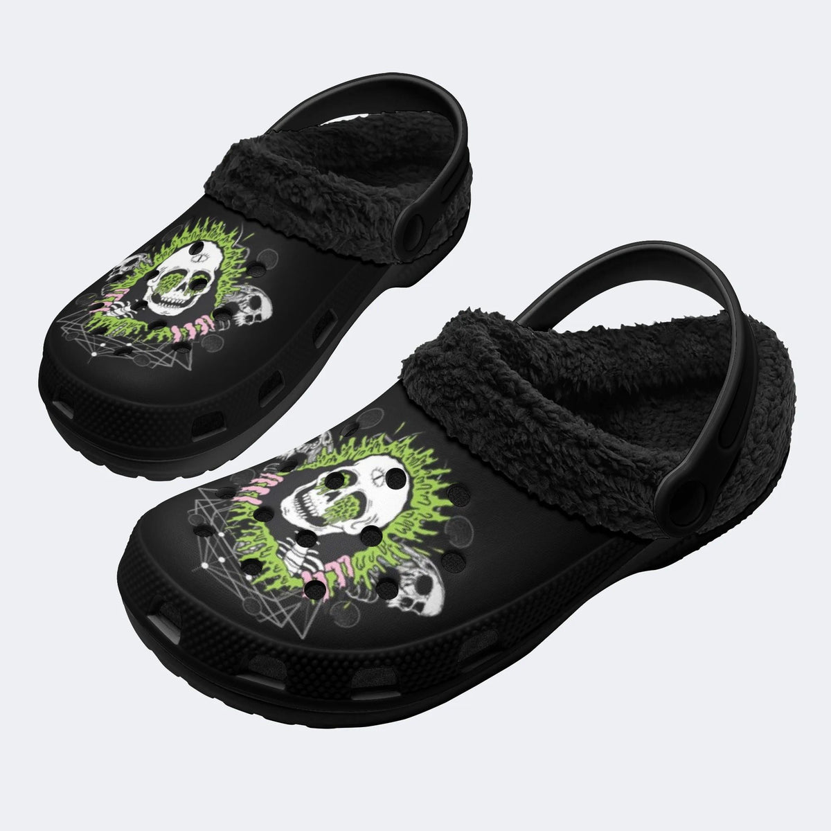 Punk Bone Skull - Fur Lined Slippers/Sandals