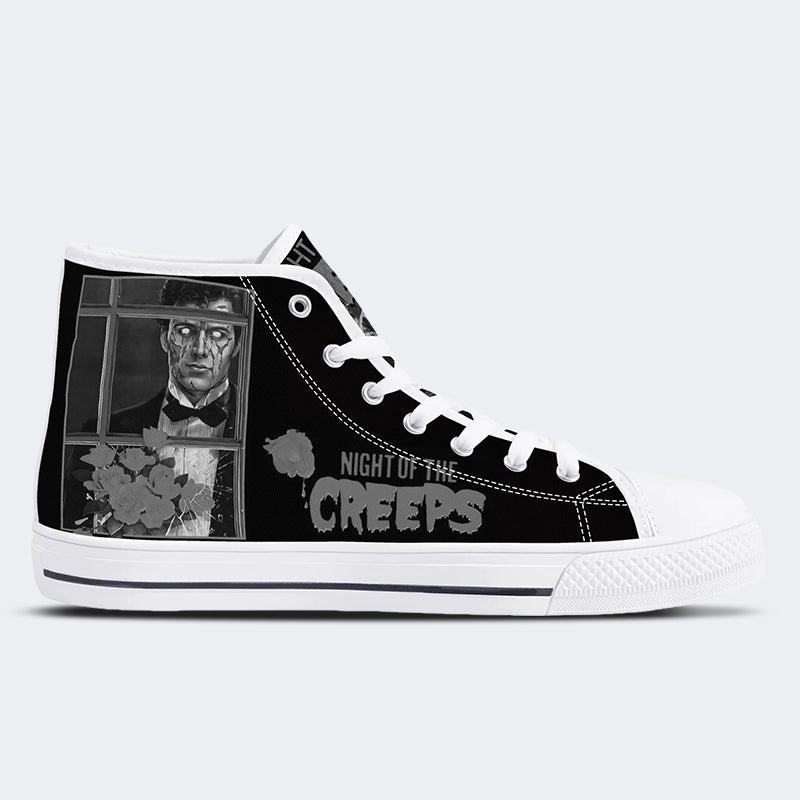 Unisex Vintage Horror Graphic - High Top Canvas