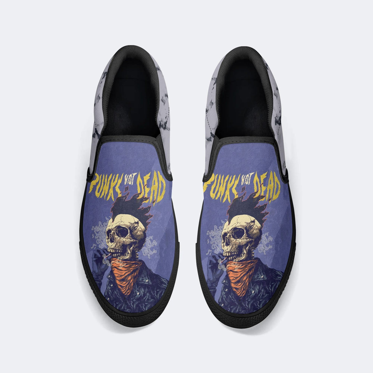 Unisex Funny Skull Art Illustration Print - Slip On Shoes