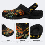 Death Moth Leaf Print - Fur Lined Slippers/Sandals